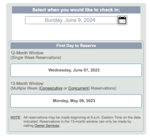 Marriott Canyon Villas Inventory Release Calendar