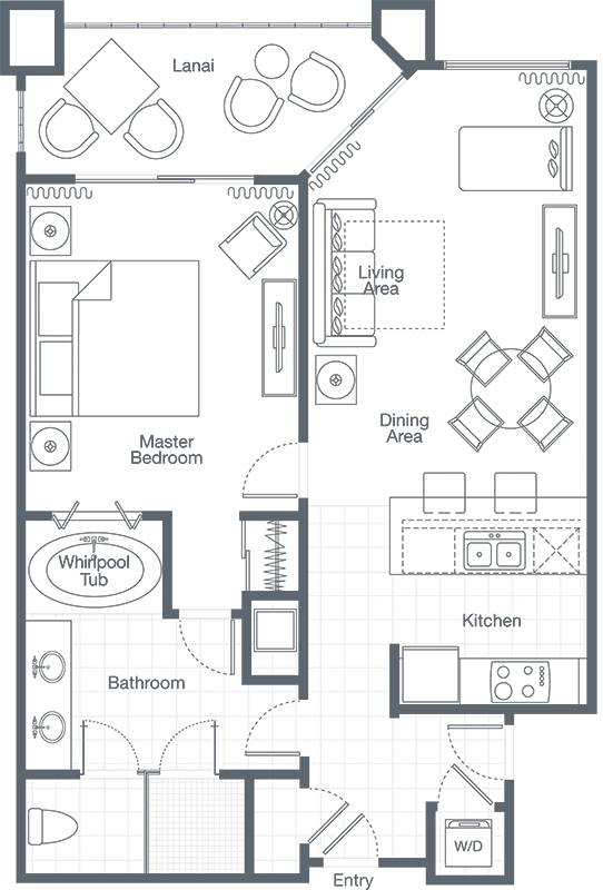 1 Bedroom Premium Villa Floor Plan - WKORN