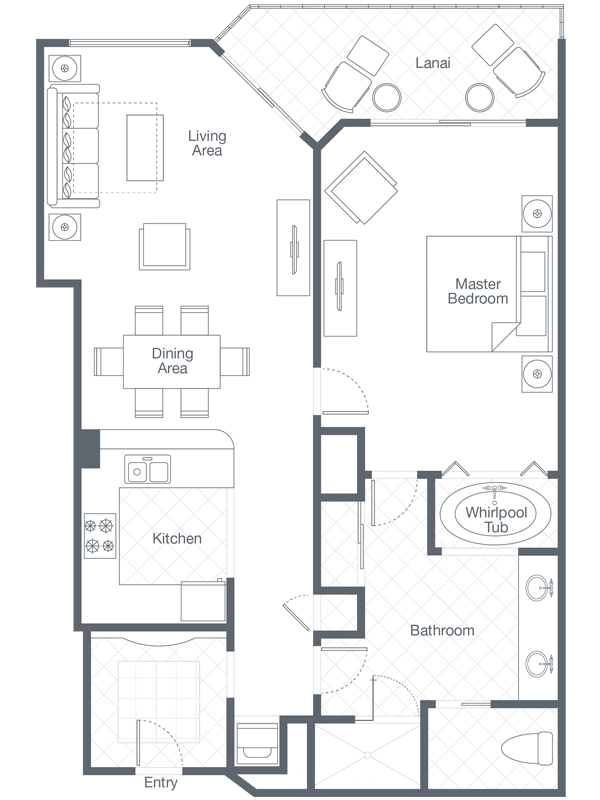 1 Bedroom Premium Villa Floor Plan - WKORV