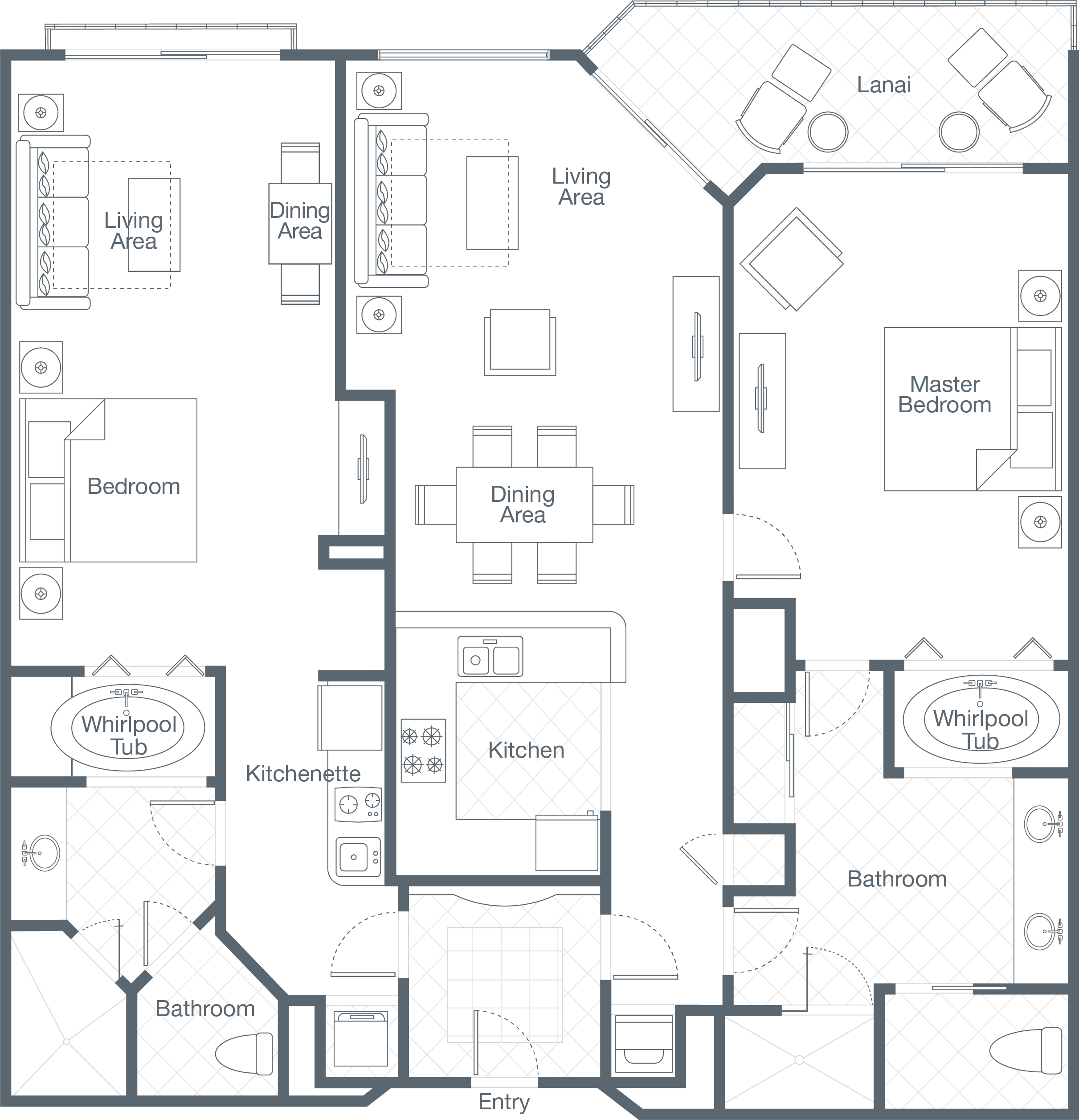 2 Bedroom Lock Off Villa Floor Plan - WKORV