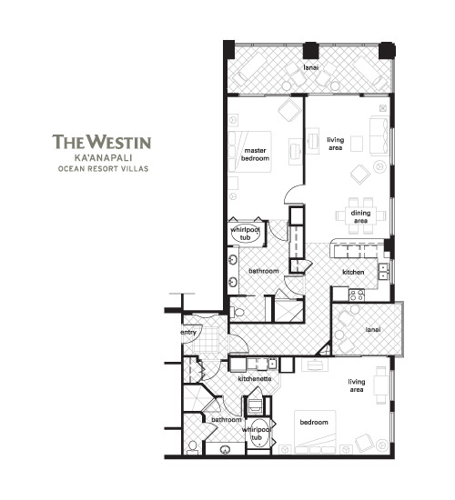 Deluxe 2 Bedroom Lock Off Villa Floor Plan - WKORV