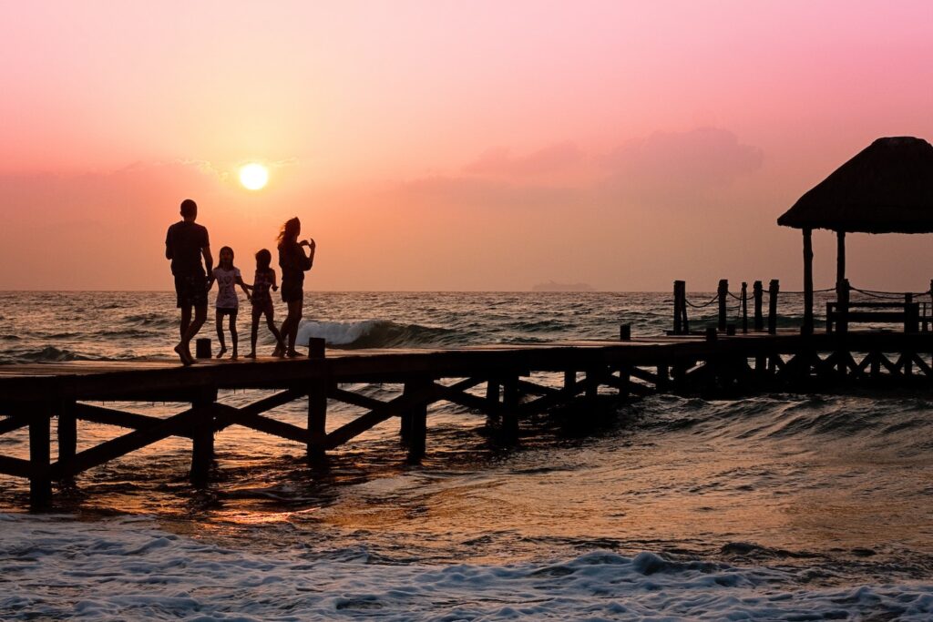 family at the beach