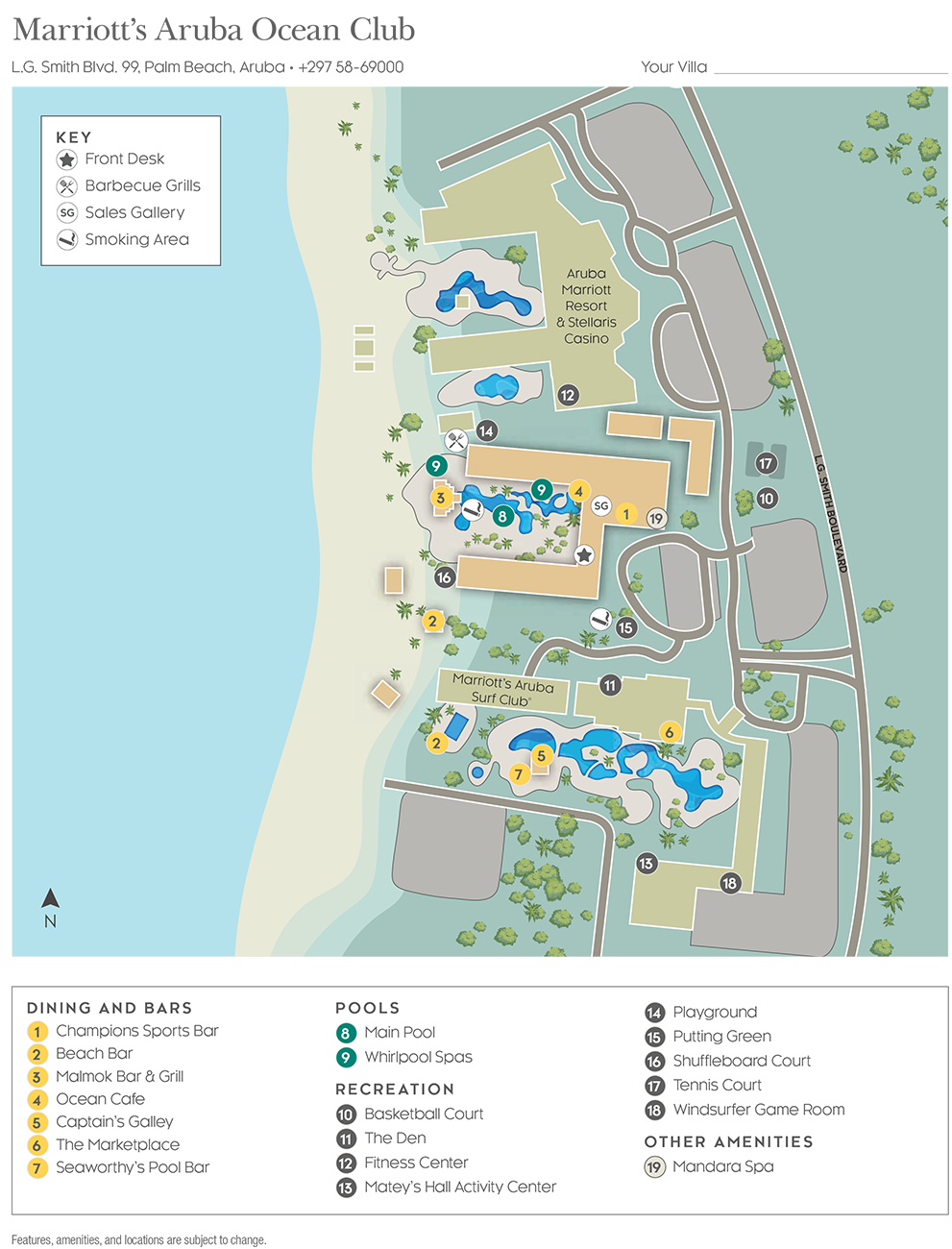 Marriott Aruba Ocean Club Resort Map