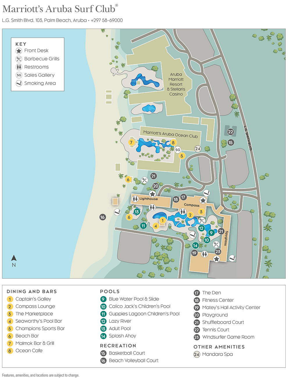 Marriott Aruba Surf Club Resort Map