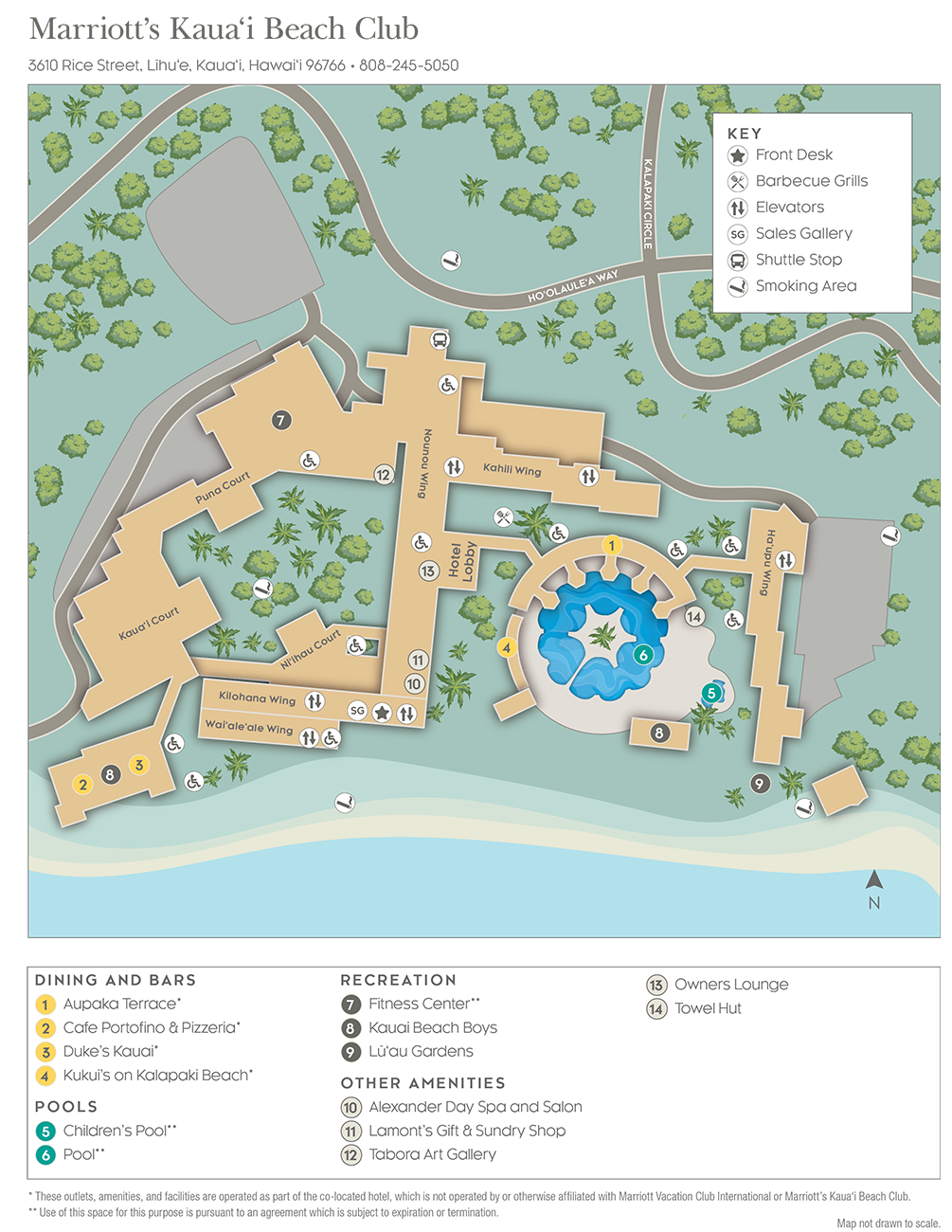 Marriott Kauai Beach Club Resort Map