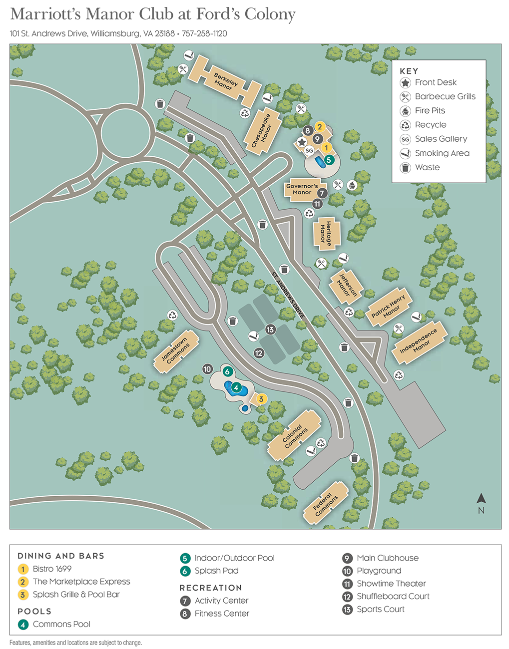Marriott Manor Club at Ford's Colony Resort Map