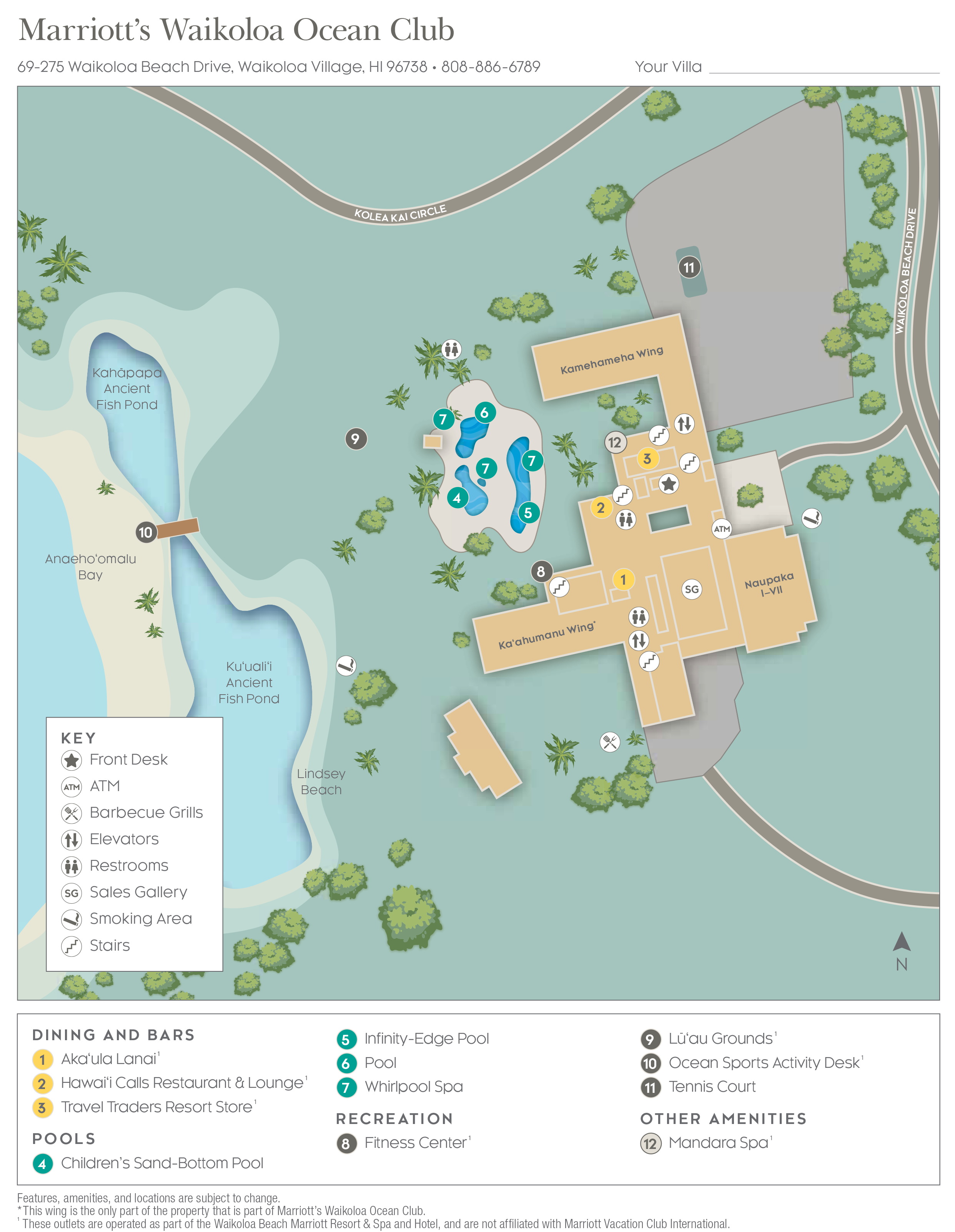 Marriott Waikoloa Ocean Club Resort Map