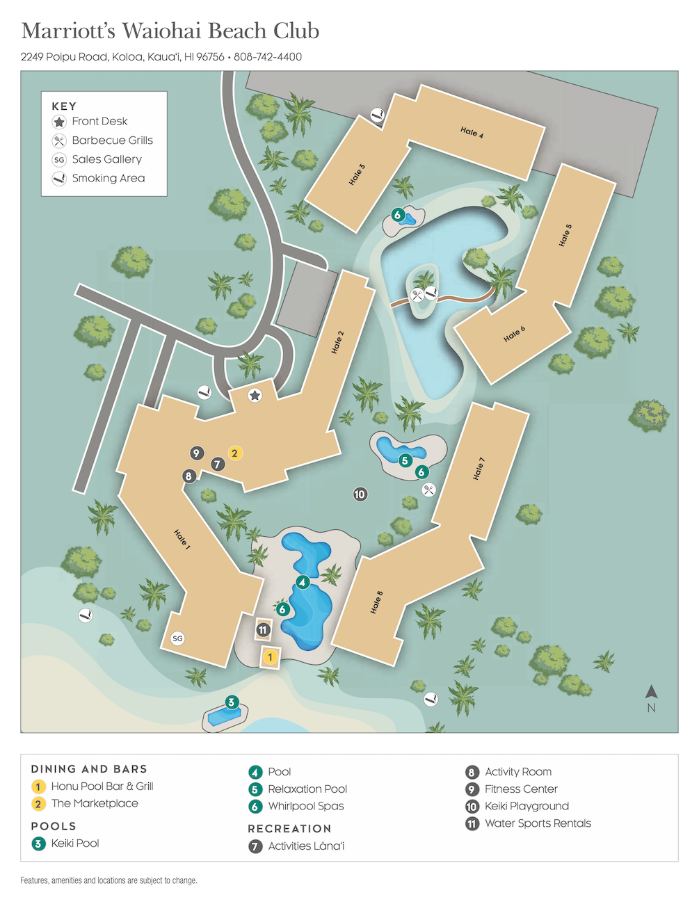 Marriott Waiohai Beach Club Resort Map