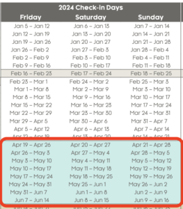 Marriott's MountainSide 2024 resort calendar