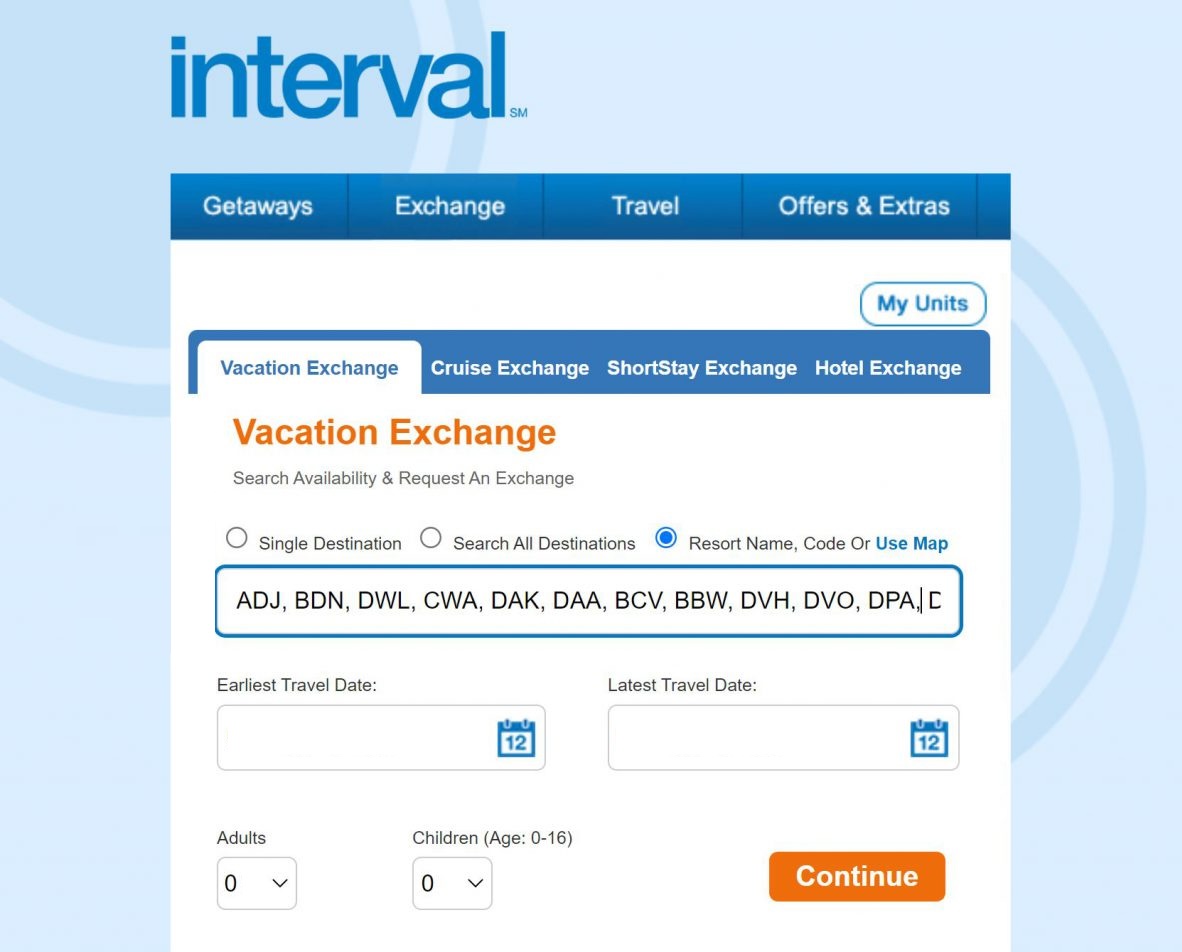 Enter DVC Resort Codes - Interval International