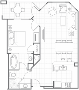 Aruba Surf Club 1 Bedroom Floor Plan