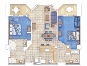 Aruba Surf Club 2 Bedroom Floor Plan