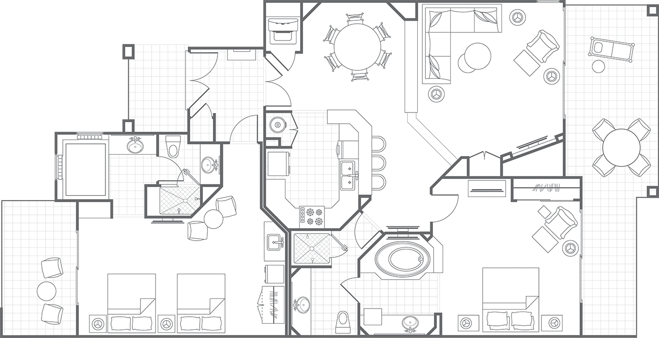 Marriott Desert Springs 1 two bedroom floor plan
