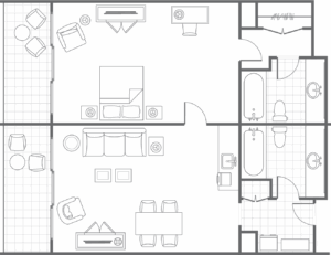 Maui Ocean Club 1 Bed 2Bath Full Villa floor plan