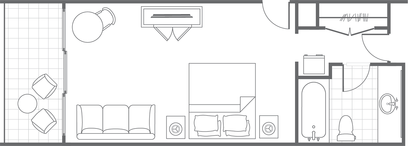 Maui Ocean Club 1 Bed Dlx Guest Room floor plan