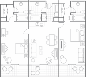 Maui Ocean Club 2Bed 3Bath Full Villa floor plan