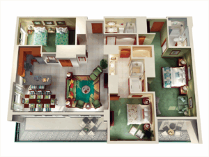 Maui Ocean Club 3 bedroom Napili floor plan