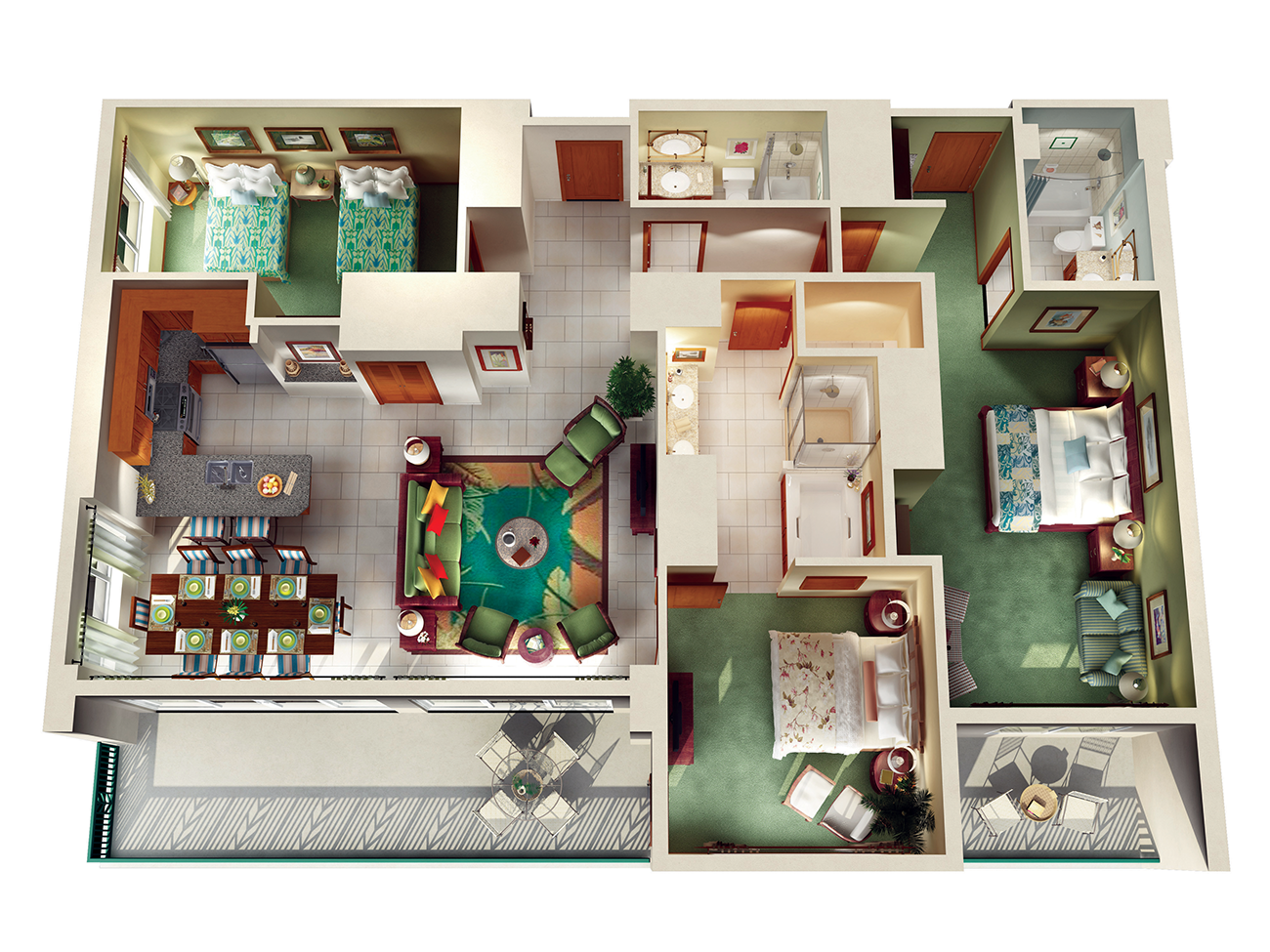 Maui Ocean Club 3 bedroom Napili floor plan
