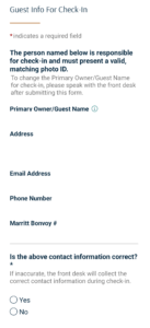 Guest Info For Check-In