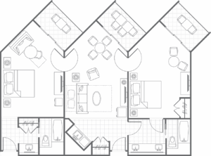 Kauai Beach Club Two-Bedroom Floor Plan
