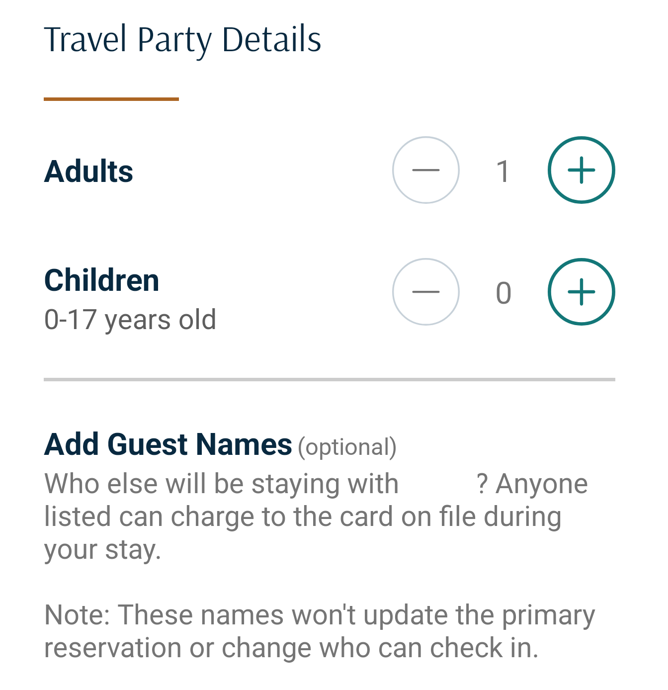 Travel Party Details