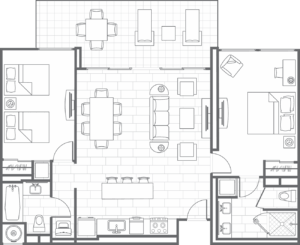 Crystal Shores Typical Two-Bedroom Poolside Villa floor plan