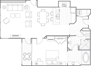 Ocean Pointe Typical One-Bedroom Villa Floor Plan