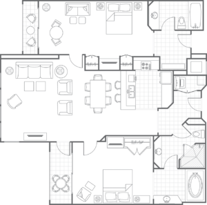 Ocean Pointe Typical Two-Bedroom Villa Floor Plan