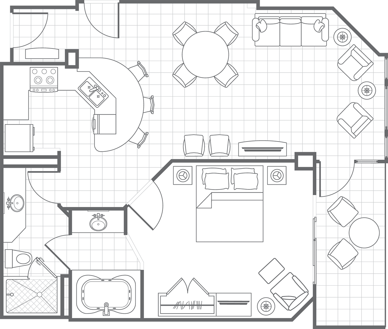Aruba Ocean Club One-Bedroom Villa Floor Plan
