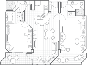 Aruba Ocean Club Two-Bedroom Villa Floor Plan