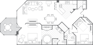 Cypress Harbour Two-Bedroom Villa Floor Plan
