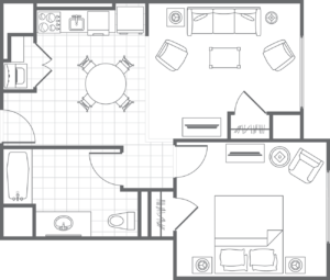 Grand Chateau Typical One-Bedroom Smaller Villa Floor plan