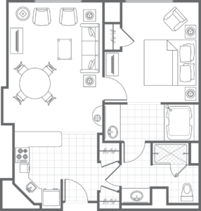 Grand Chateau Typical One-Bedroom Villa floor plan