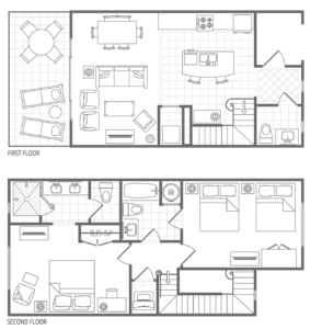 Lakeshore Reserve Typical Two-Bedroom Deluxe Townhome Floor Plan