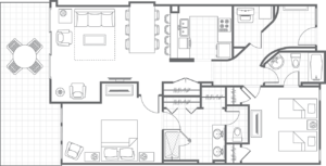 Marriott Monarch Two-Bedroom Villa Floor Plan