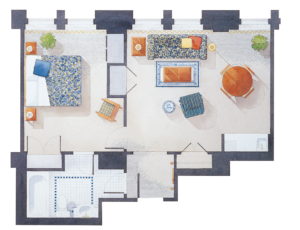Marriott custom house 1 bedroom floor plan