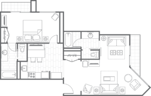 Mountain Valley Lodge 1-Bedroom Floor Plan