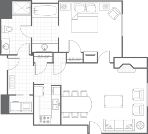 One-Bedroom MountainSide Floor Plan