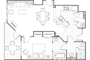 One-Bedroom Villa Canyon Villas Floor Plan