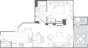 One-Bedroom Villa Harbour Lake Floor Plan