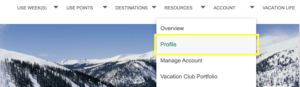 Profile menu item - Marriott owner website
