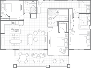Three-Bedroom Villa Kauai Lagoons Floor Plan