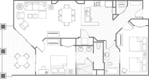 Two-Bedroom Courtyard Villa Barony Beach Floor Plan