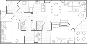 Two-Bedroom Garden Villa Barony Beach Floor Plan