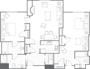 Two-Bedroom MountainSide Floor Plan