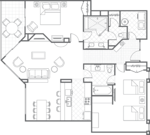 Two-Bedroom Villa Harbour Club Floor Plan