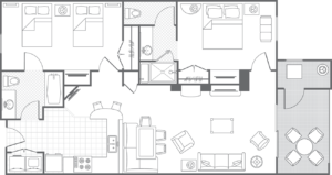 Two-Bedroom Villa Harbour Lake Floor Plan