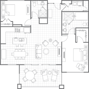 Two-Bedroom Villa Kauai Lagoons Floor Plan