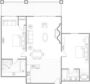 Two-Bedroom Villa Manor Club Floor Plan
