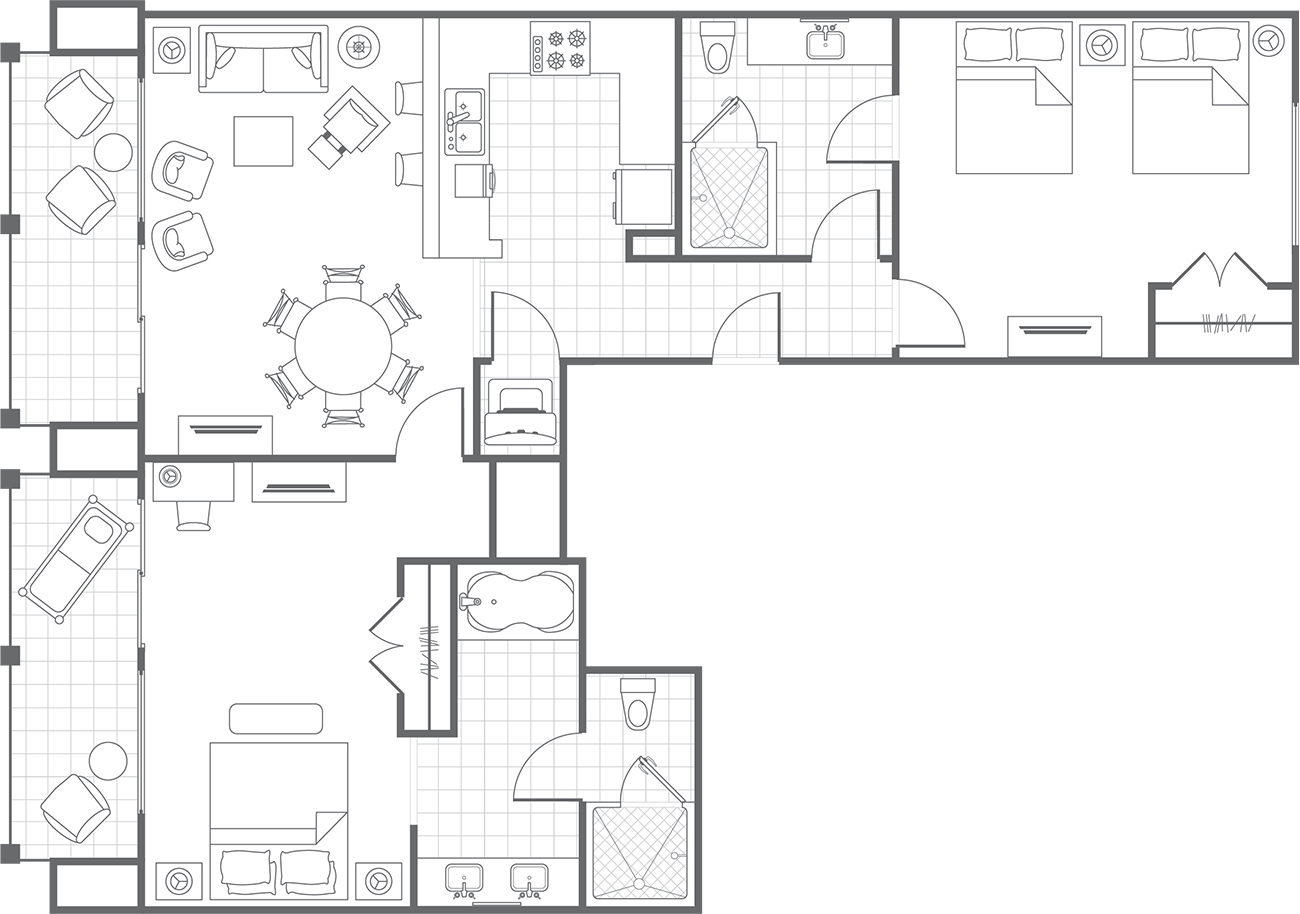 St Kitts Larger Two-Bedroom Villa Floor Plan